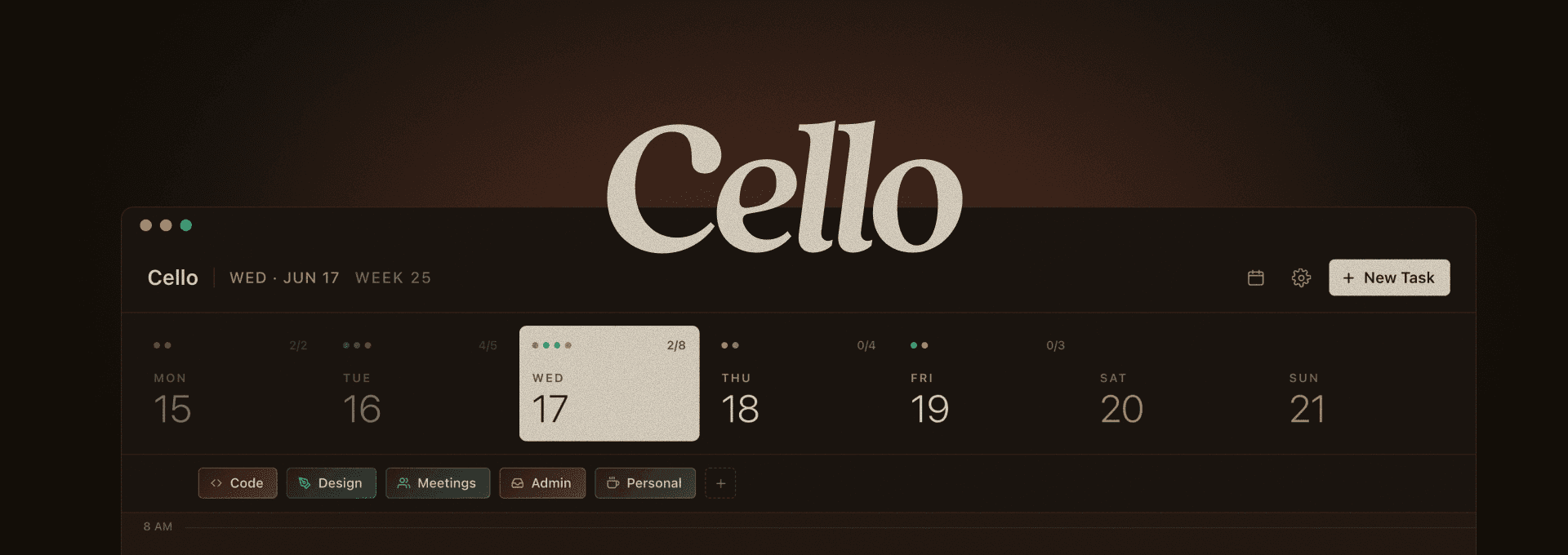Cello branded cover image with the Cello logo over a dark timeline interface.
